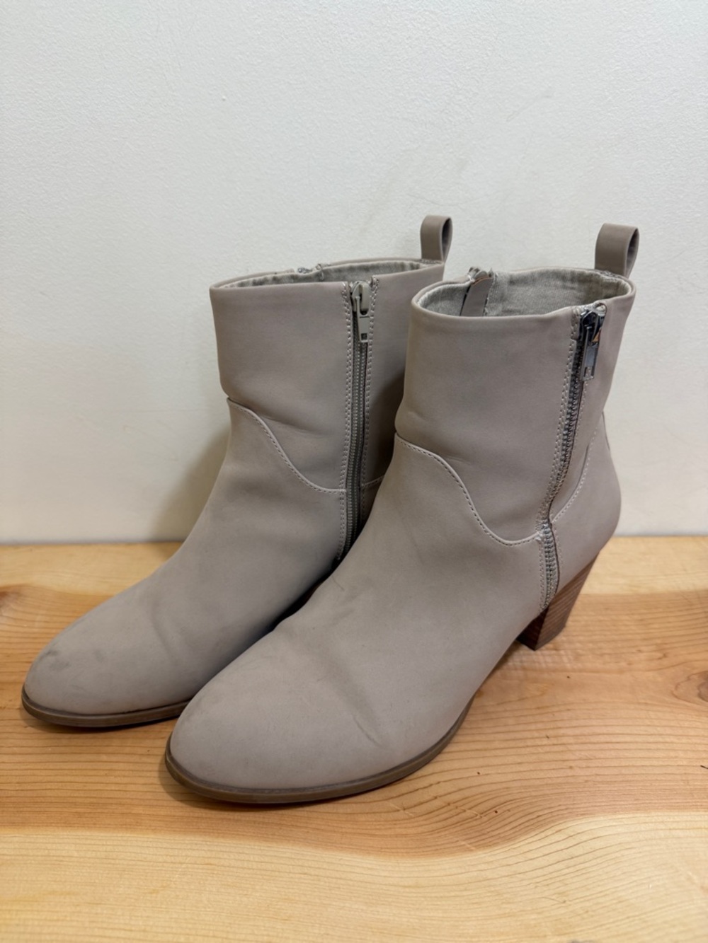 Women's Taupe Ankle Boots with Side Zip
